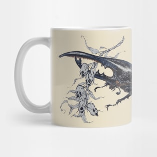 Dynastes hercules Beetle and Snapdragon pods Mug